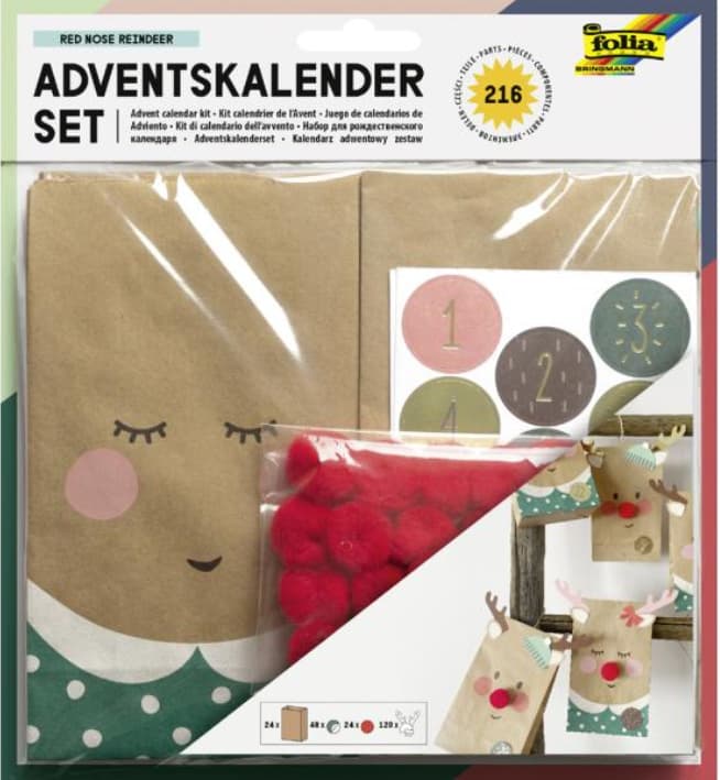 folia Adventskalender-Set  RED NOSE REINDEER 216-teilig