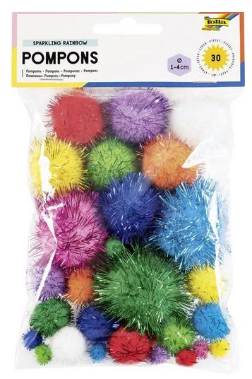 folia Pompons Sparkling Rainbow sortierte Grössen