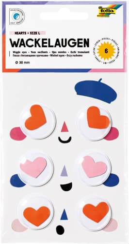folia Wackelaugen HEARTS, Size L, selbstklebend, Ø 30mm
