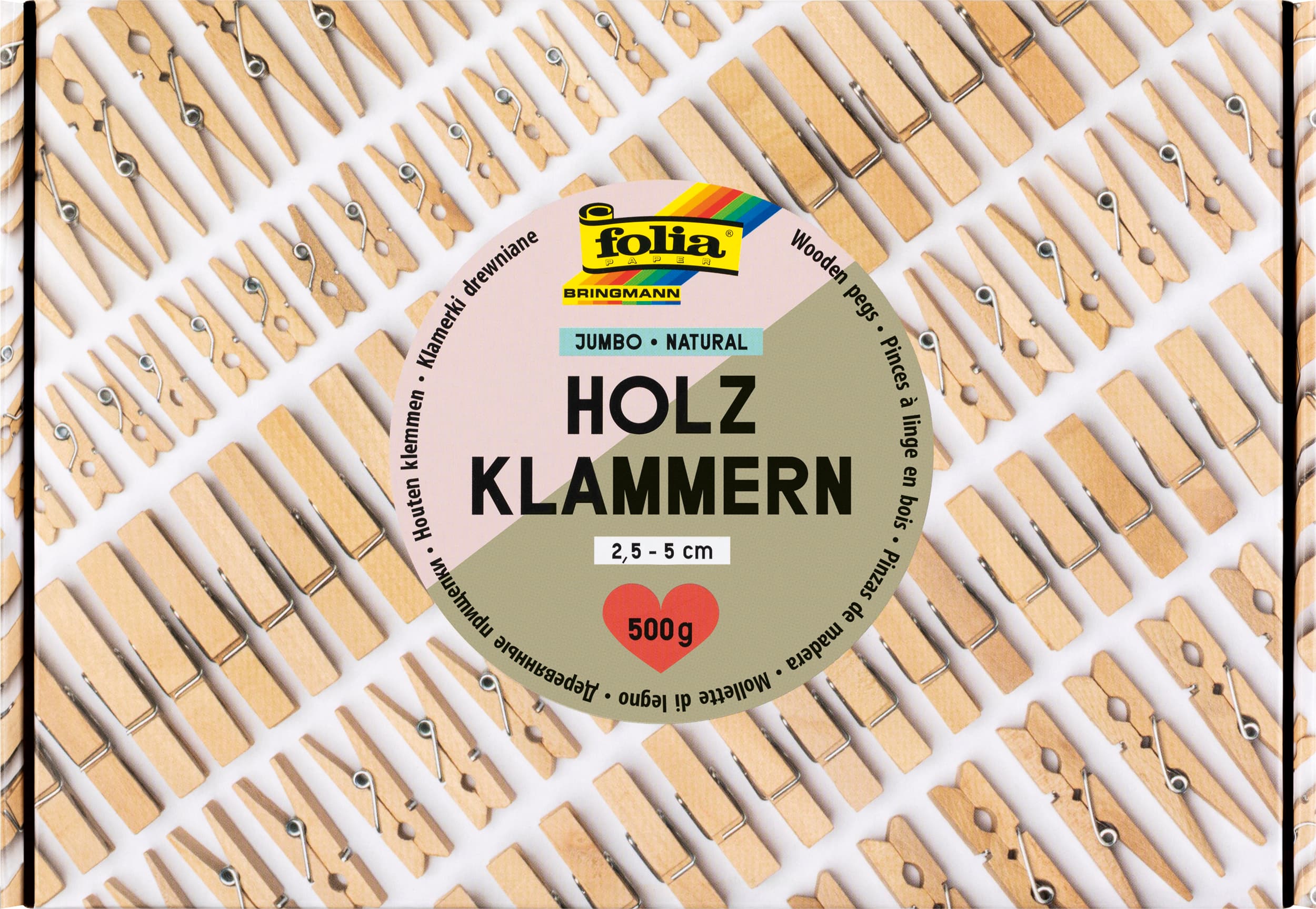folia Holzklammern NATURAL Jumbo Pack 500g