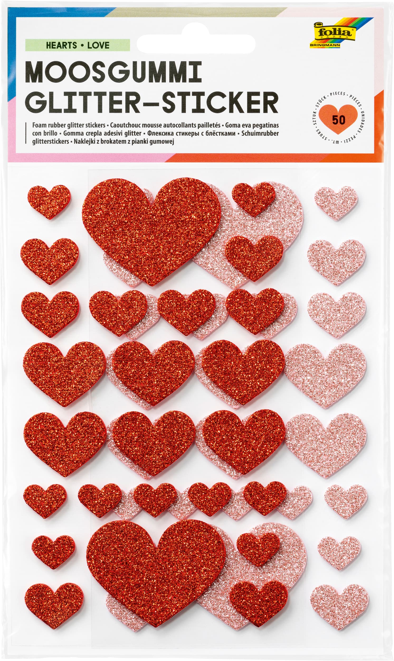 folia Moosgummi Glitter-Sticker HEARTS LOVE      