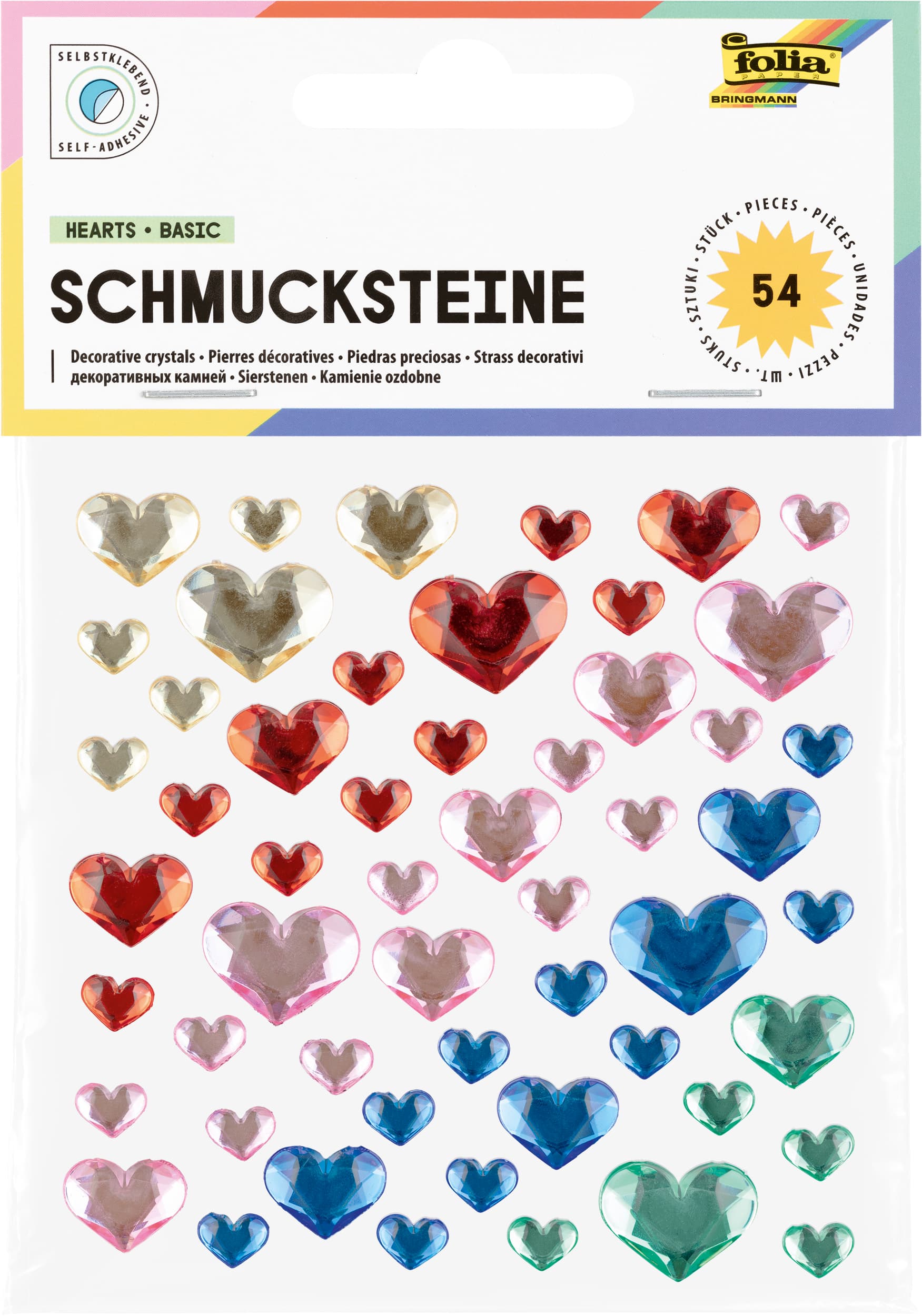 folia Schmucksteine HEARTS BASIC, selbstklebend