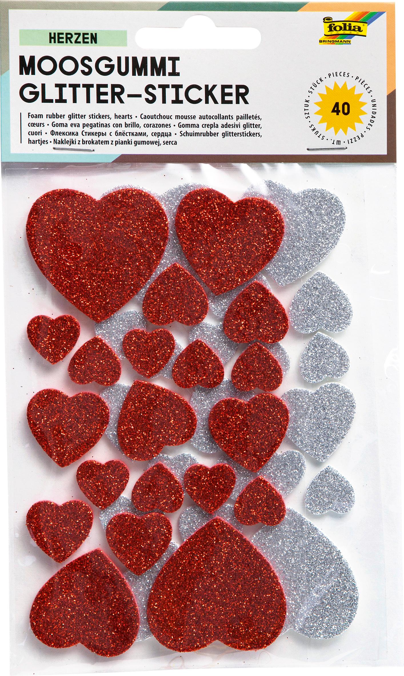 folia Glitzer-Moosgummi-Sticker rot/silber