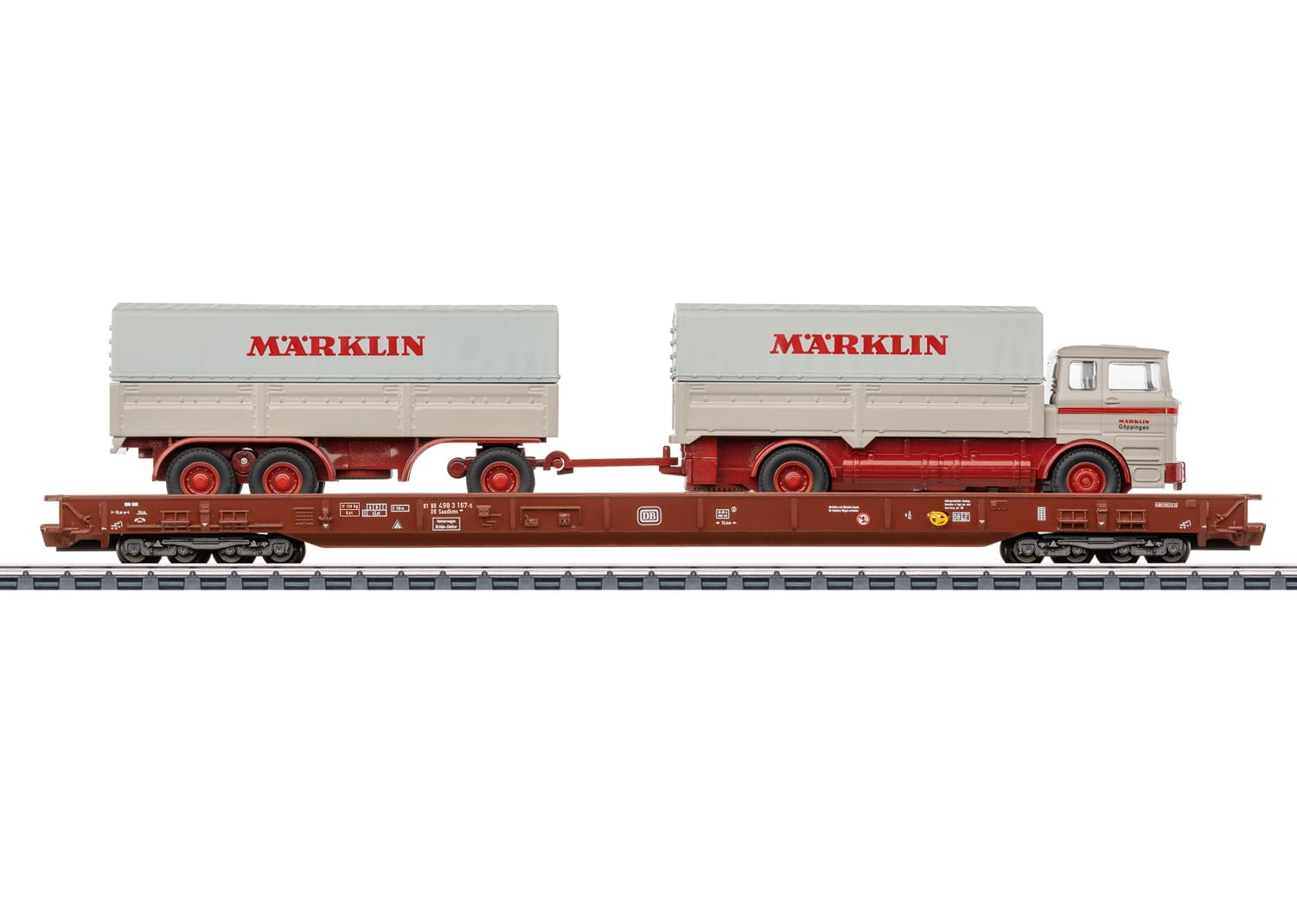 Märklin 47412 H0 Niederflurwagen Saadkms mit MB 1620 Planenhängerzug DB ab 15 Jahren