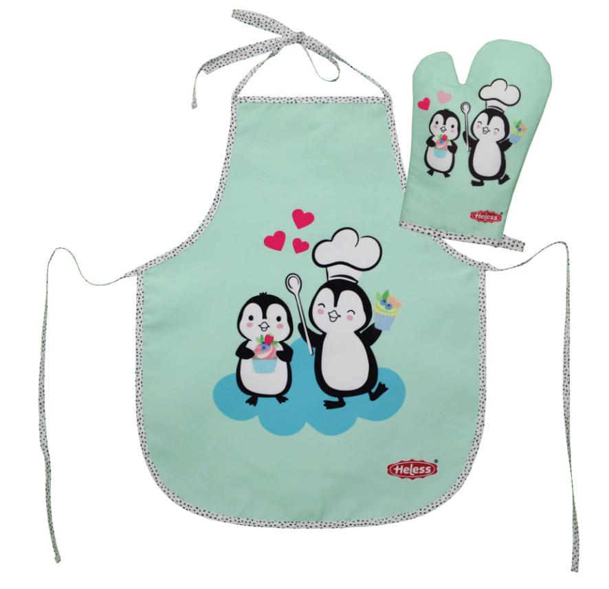 Heless - Kinderschürze mit Topfhandschuh"Pinguin"