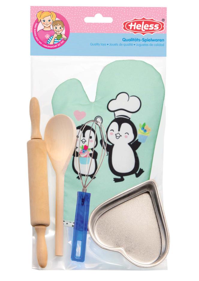 Heless - Kinder-Backset mit Topfhandschuh"Pinguin"und Backzubehör