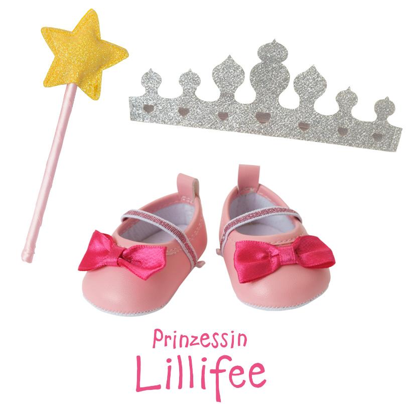 Heless - Puppen-Accessoires-Set"Prinzessin Lillifee", 3-teilig : Ballerinas, Glitzerkrone und Zauberstab, Gr. 38-45 cm