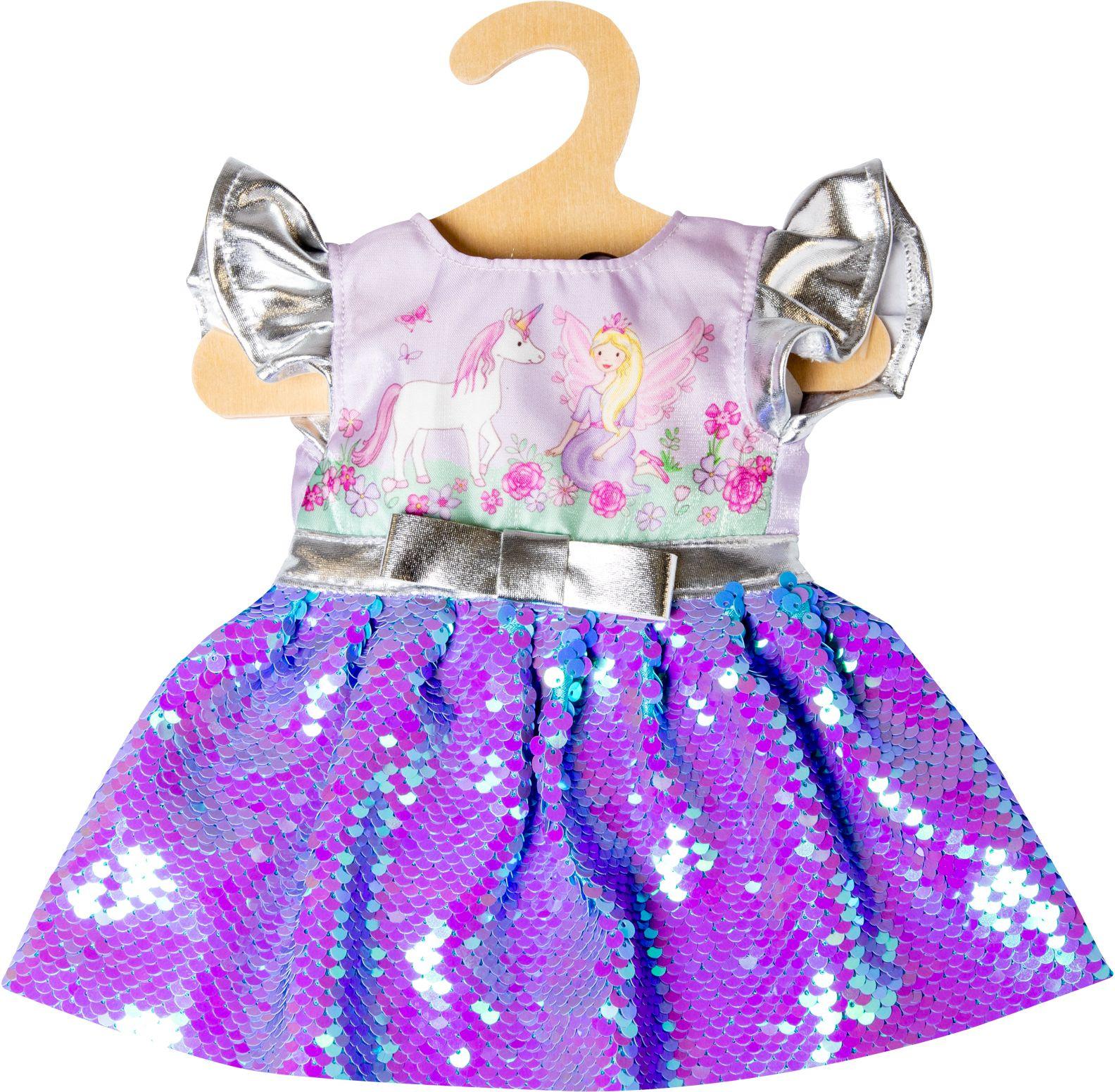 Heless - Puppen-Kleid Fee und Einhorn mit Wendepailletten und silberner Krone