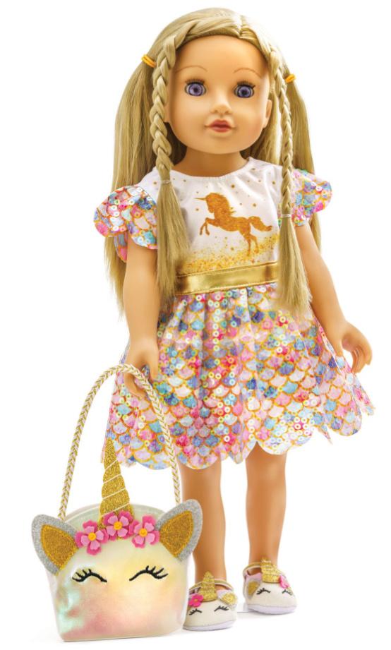 Produktbild Heless - Glitzerkleid"Einhorn Goldy", Gr. 28-35 cm 3 von 3