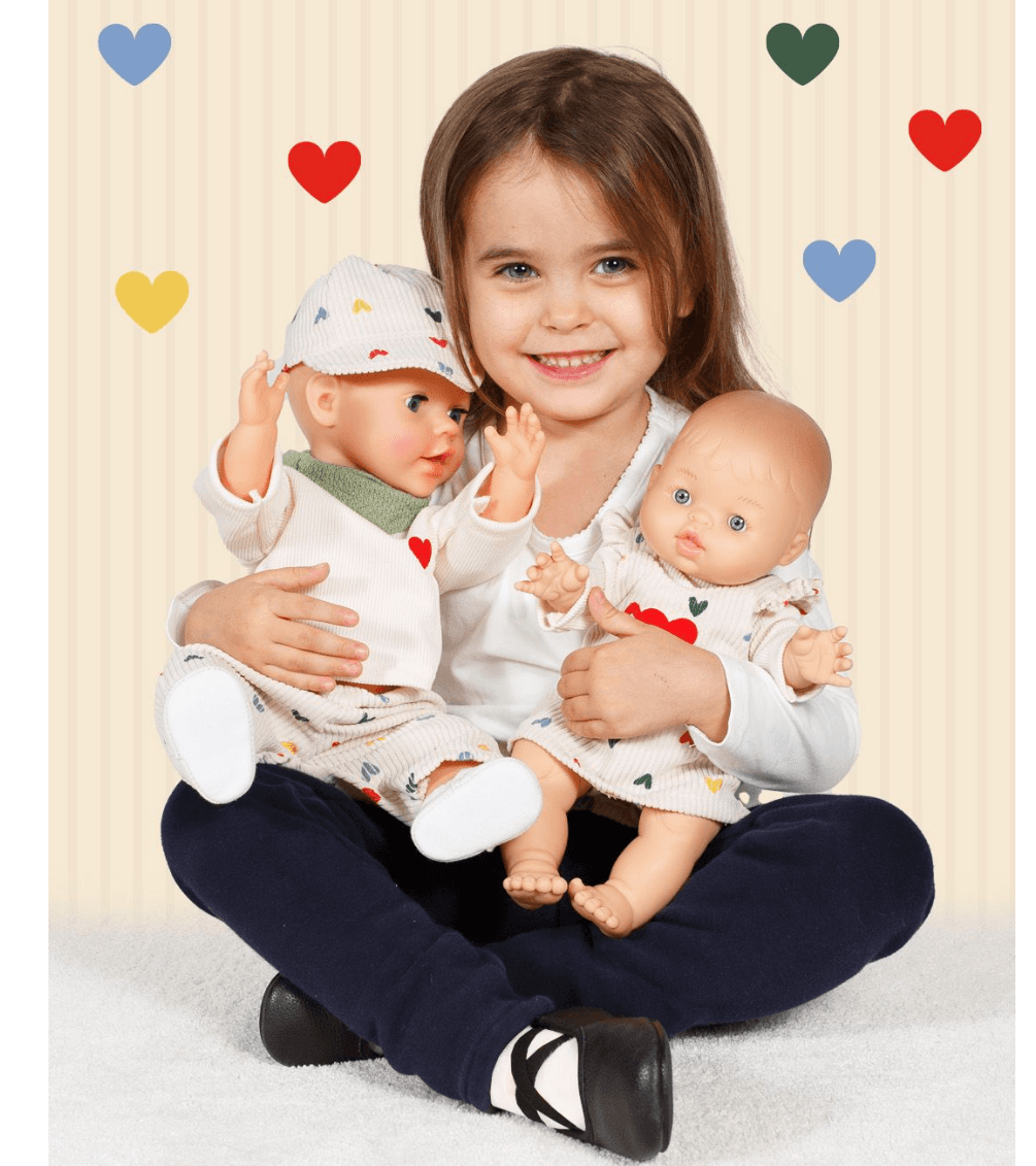 Produktbild Heless - Puppen-Kordhose "Herz-Konfetti" mit T-Shirt und Nickituch, Gr. 28-35 cm 3 von 8