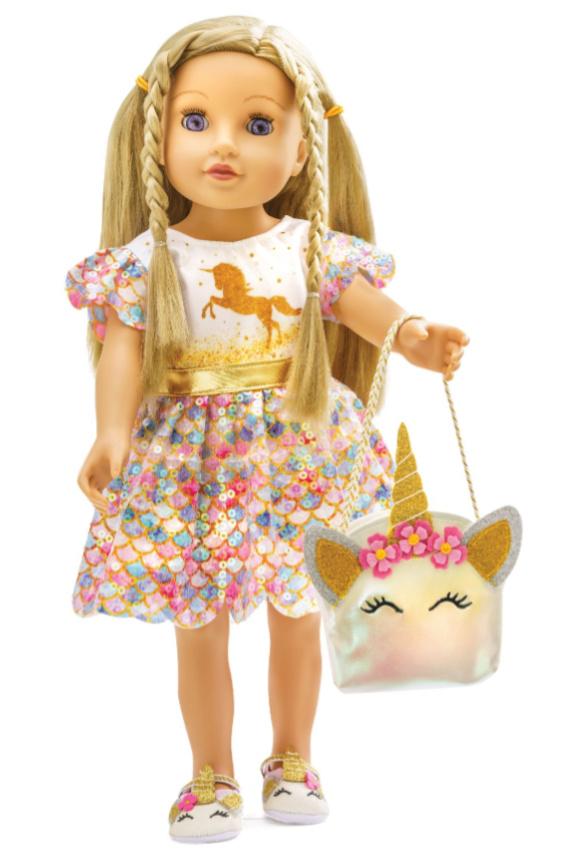 Produktbild Heless - Glitzerkleid"Einhorn Goldy", Gr. 35-45 cm 2 von 3