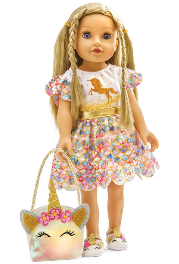 Produktbild Heless - Glitzerkleid"Einhorn Goldy", Gr. 35-45 cm 3 von 3