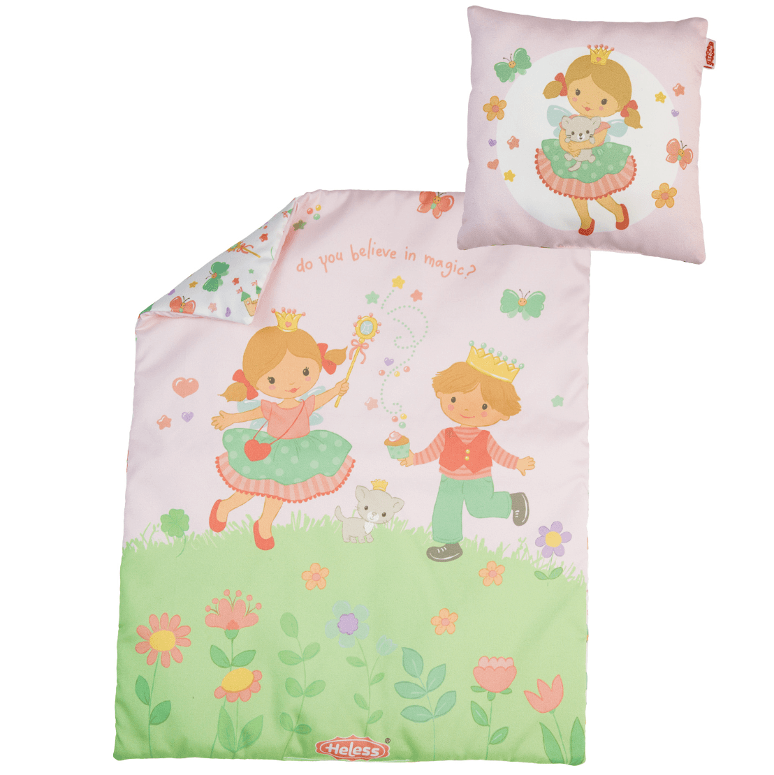 Heless - Puppenbettdecke (44 x 34 cm) mit Kissen (16 x 16 cm) ''Prinzessin Emily''