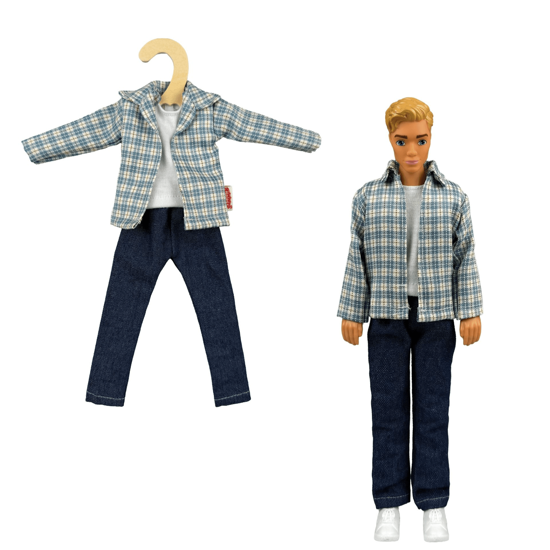 Heless - Time2Shine Kariertes Hemd mit Jeans für Modepuppen der Größe 29 cm