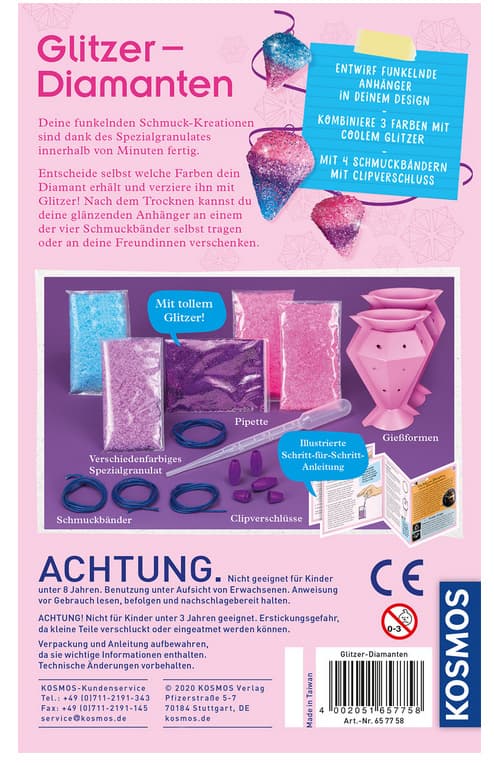 Produktbild KOSMOS - Mitbringexperimente - Glitzer-Diamanten - Gestalte deine eigenen Schmuck-Anhänger 2 von 5