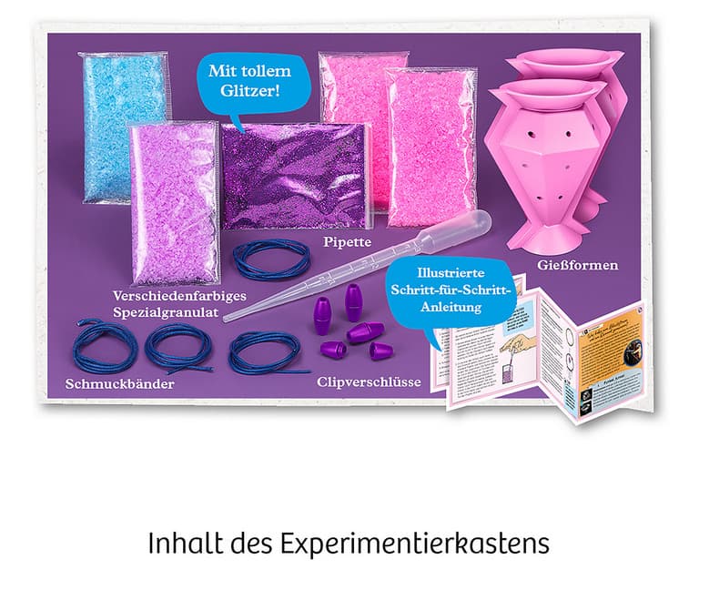 Produktbild KOSMOS - Mitbringexperimente - Glitzer-Diamanten - Gestalte deine eigenen Schmuck-Anhänger 3 von 5