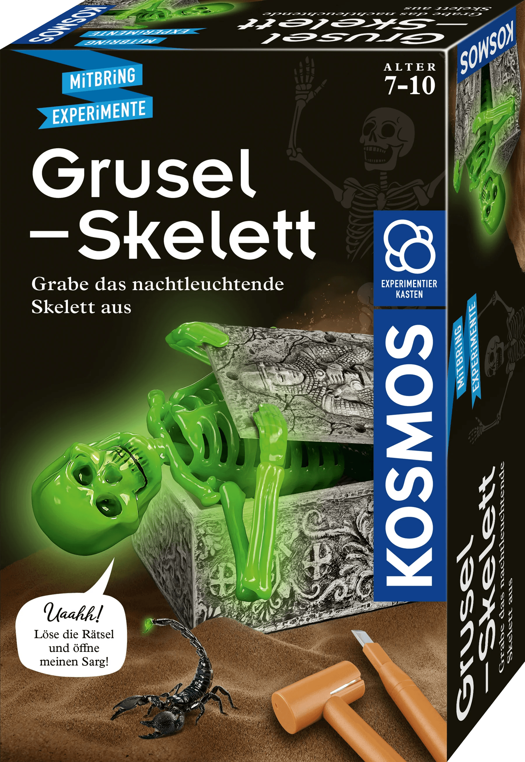 KOSMOS - Grusel-Skelett – Ausgrabungsset mit nachtleuchtendem Skelett ab 7 Jahren