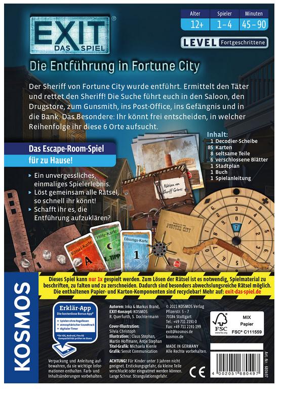 Produktbild KOSMOS - EXIT - Das Spiel: Die Entführung in Fortune City, Level: Fortgeschrittene 2 von 6