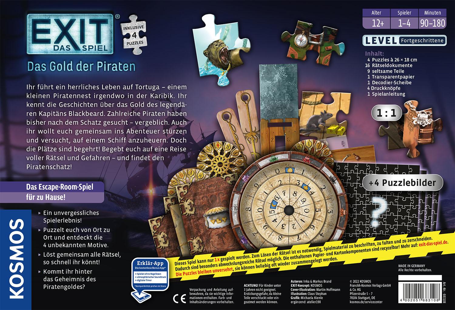 Produktbild KOSMOS - EXIT®-Das Spiel+Puzzle Das Gold der Piraten, Level Fortgeschrittene 7 von 7