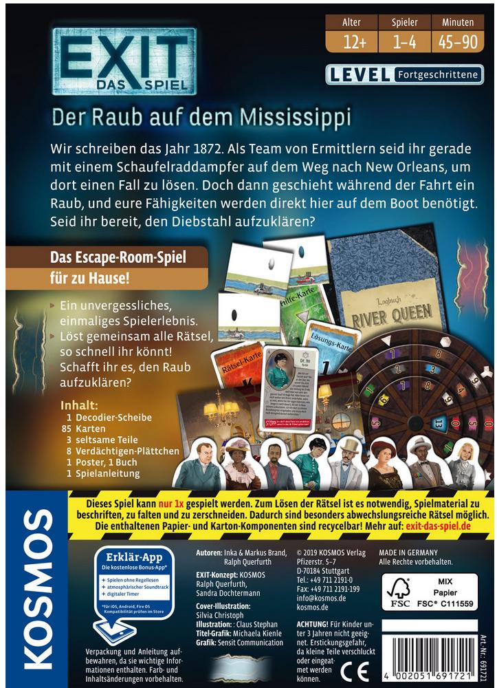 Produktbild KOSMOS -  EXIT - Das Spiel: Der Raub auf dem Mississippi - Level: Fortgeschrittene 2 von 2