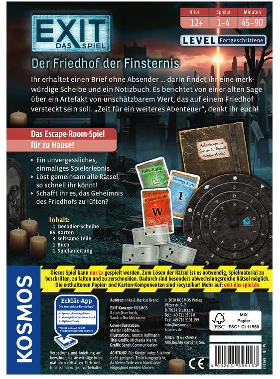 Produktbild KOSMOS -  EXIT - Das Spiel: Der Friedhof der Finsternis - Level: Fortgeschrittene 2 von 3