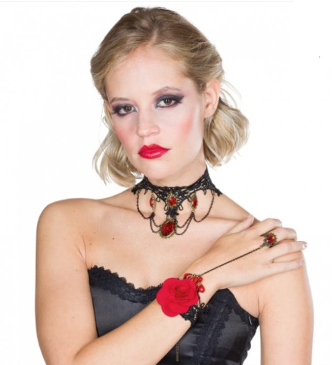 Produktbild Rubies - 6140839 - Gothic Kette mit roten Steinchen 2 von 2