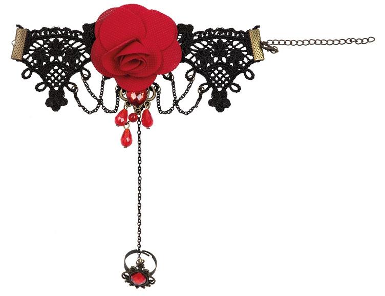 Rubies - 6121864 - Gothic Armband Blüte mit Ring