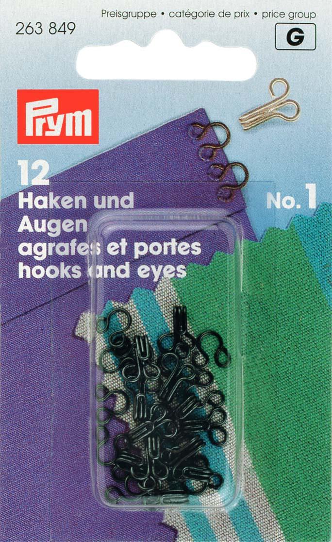 Prym Federhaken und -augen Messing Gr. 1 schwarz