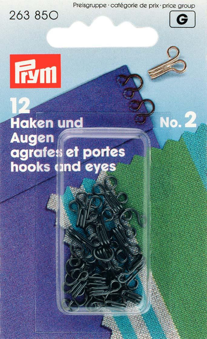 Prym Federhaken und -augen Messing Gr. 2 schwarz