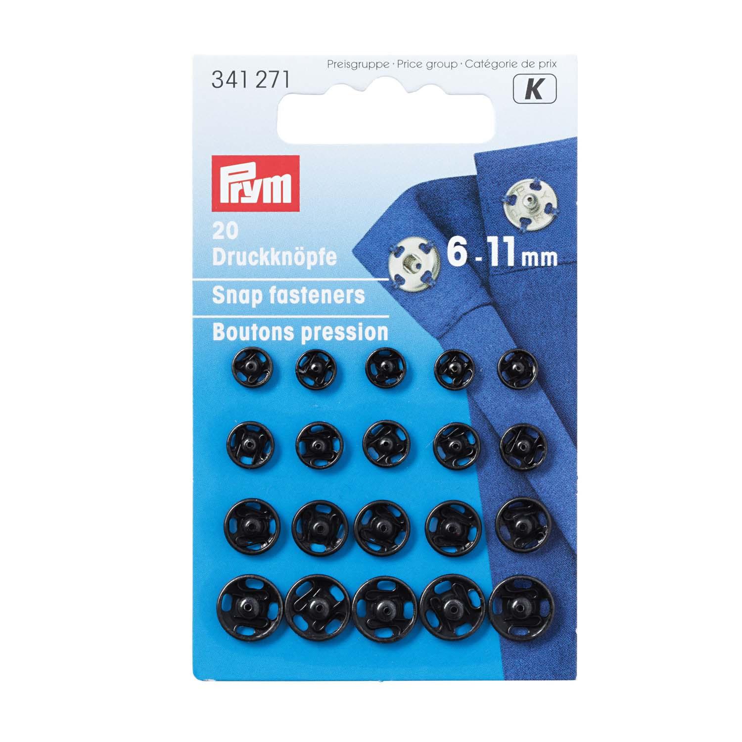 Prym Annähdruckknöpfe 6-11 mm schwarz