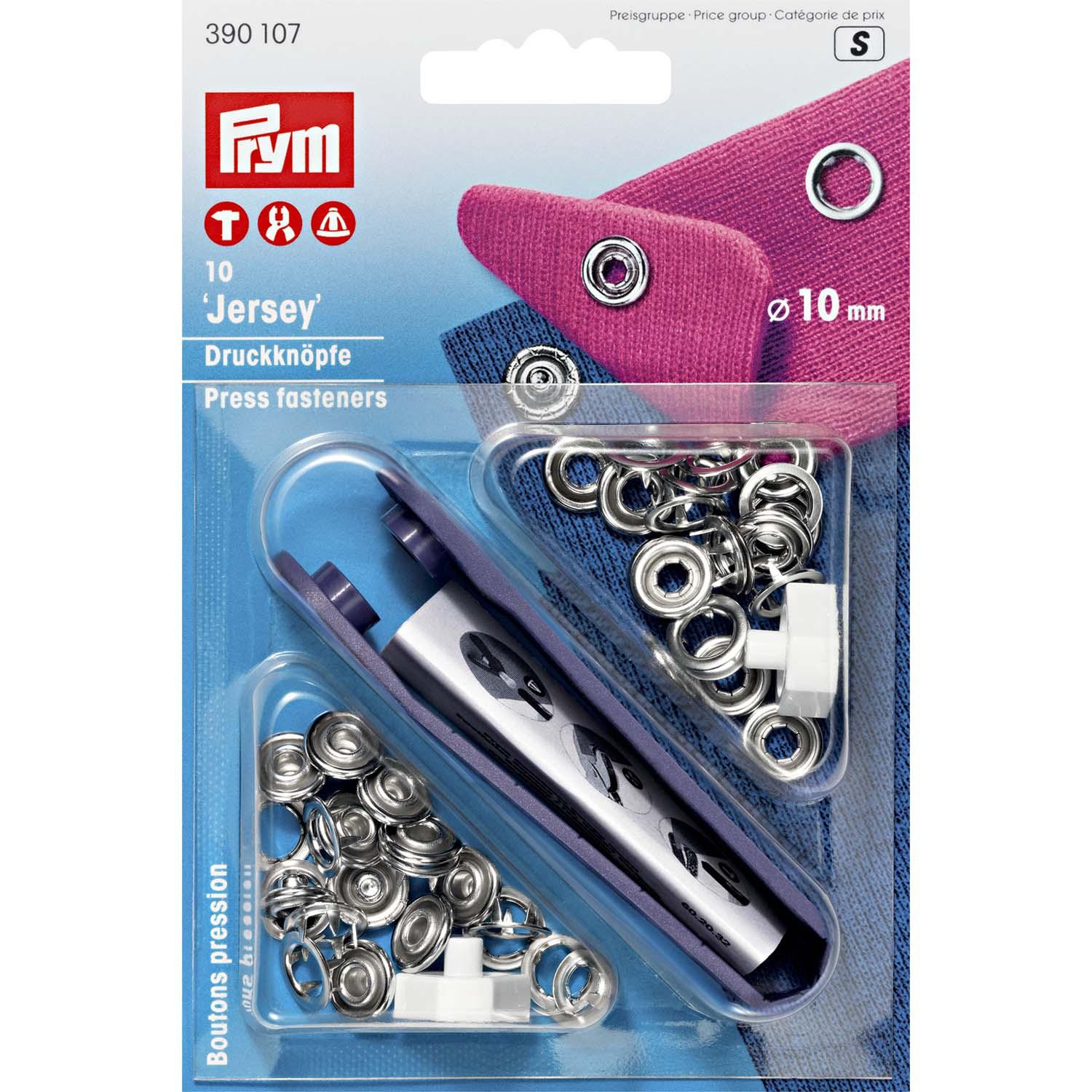 Prym nähfreie Druckknopfe Jersey Zackenring Messing 10 mm silberfarbig