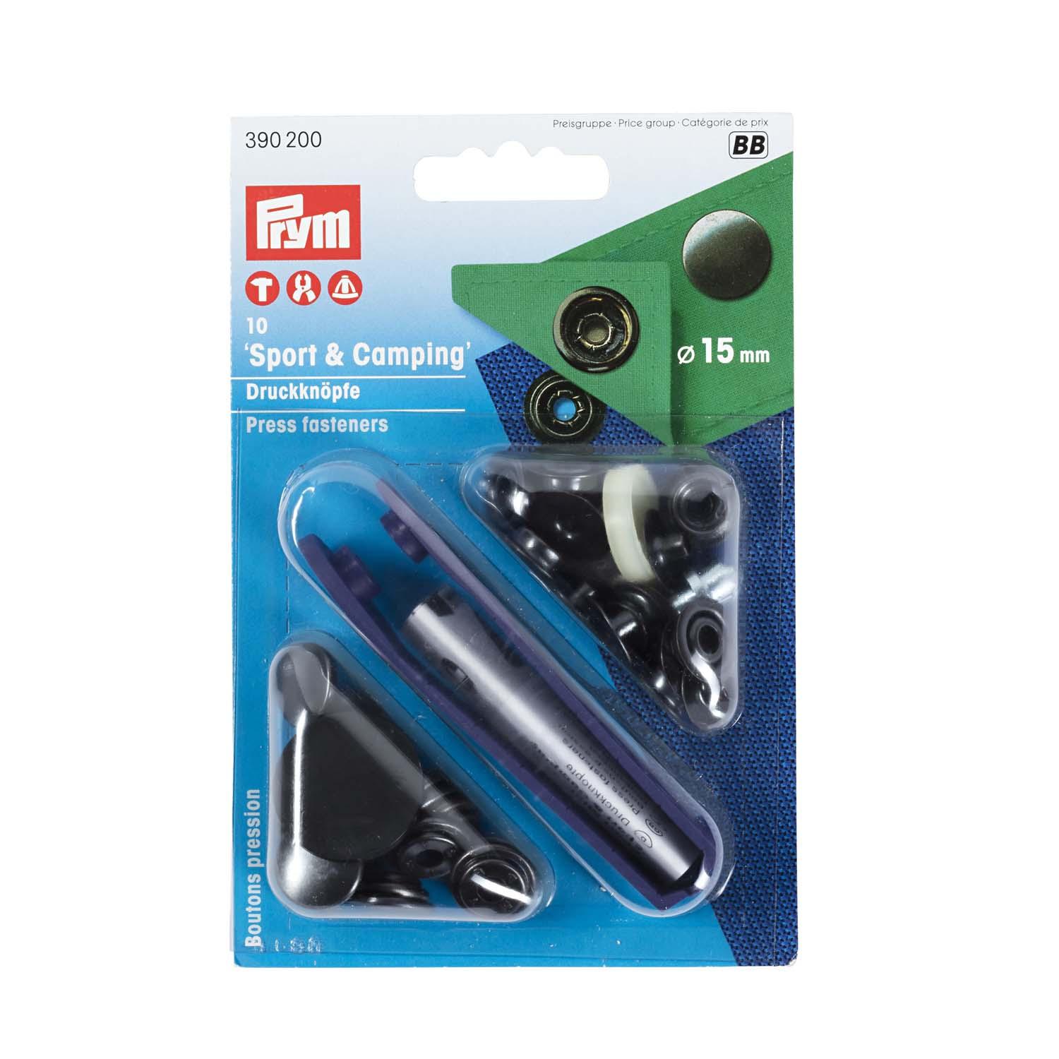 Prym nähfreie Druckknopfe  Sport&Camping Messing 15 mm brüniert