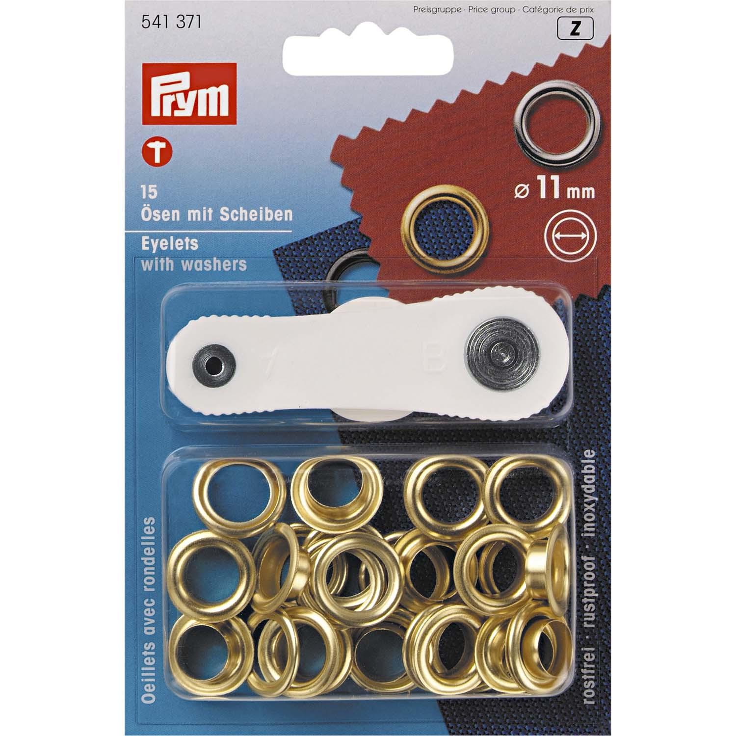 Prym Ösen und Scheiben Messing 11,0 mm goldfarbig