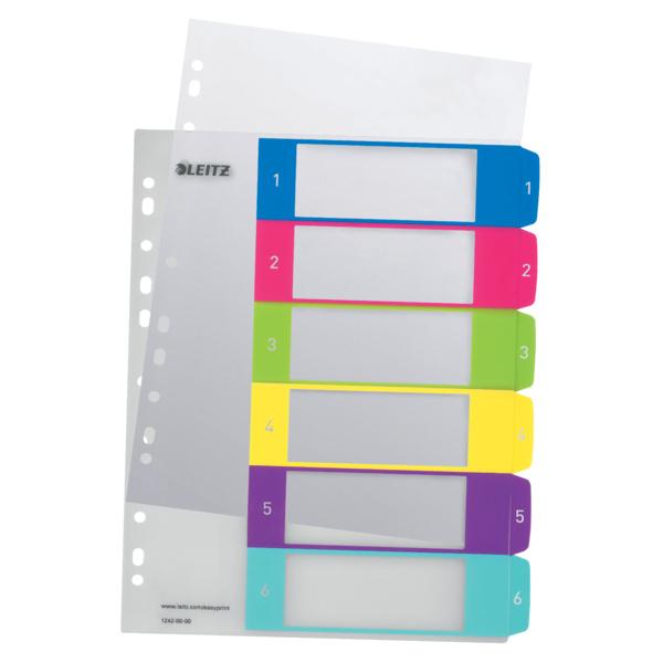 LEITZ Register PP, PC-bedruckbar A4 überbreit WOW 6 Taben