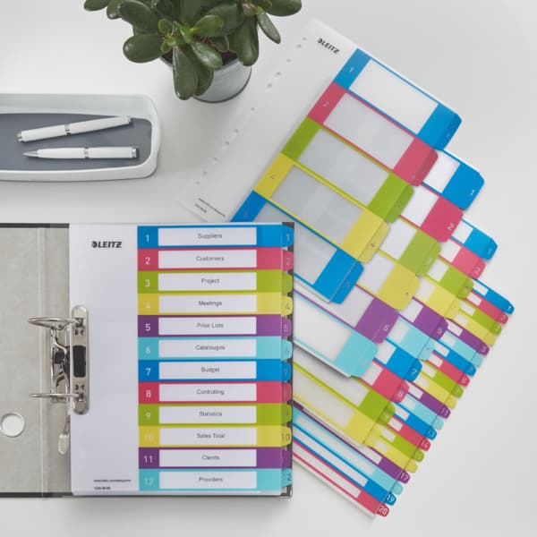 Produktbild LEITZ Register PP, PC-bedruckbar A4 überbreit WOW 12 Taben 2 von 6