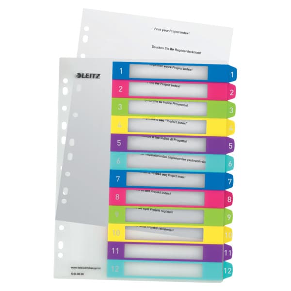Produktbild LEITZ Register PP, PC-bedruckbar A4 überbreit WOW 12 Taben 4 von 6