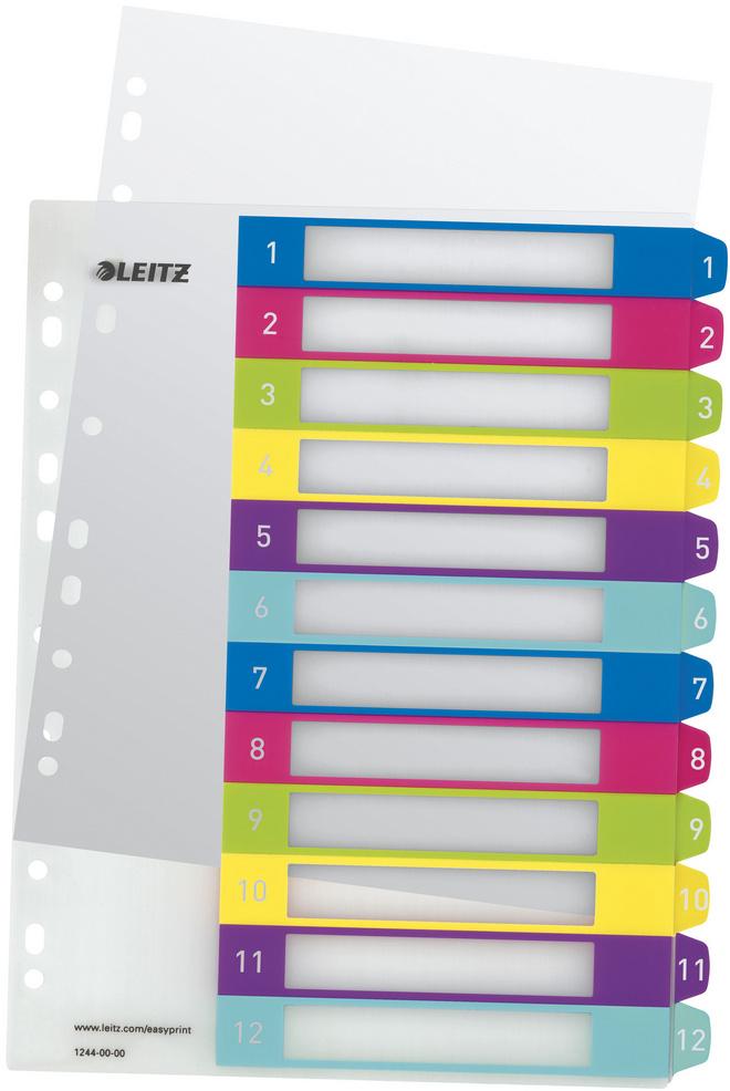 LEITZ Register PP, PC-bedruckbar A4 überbreit WOW 12 Taben