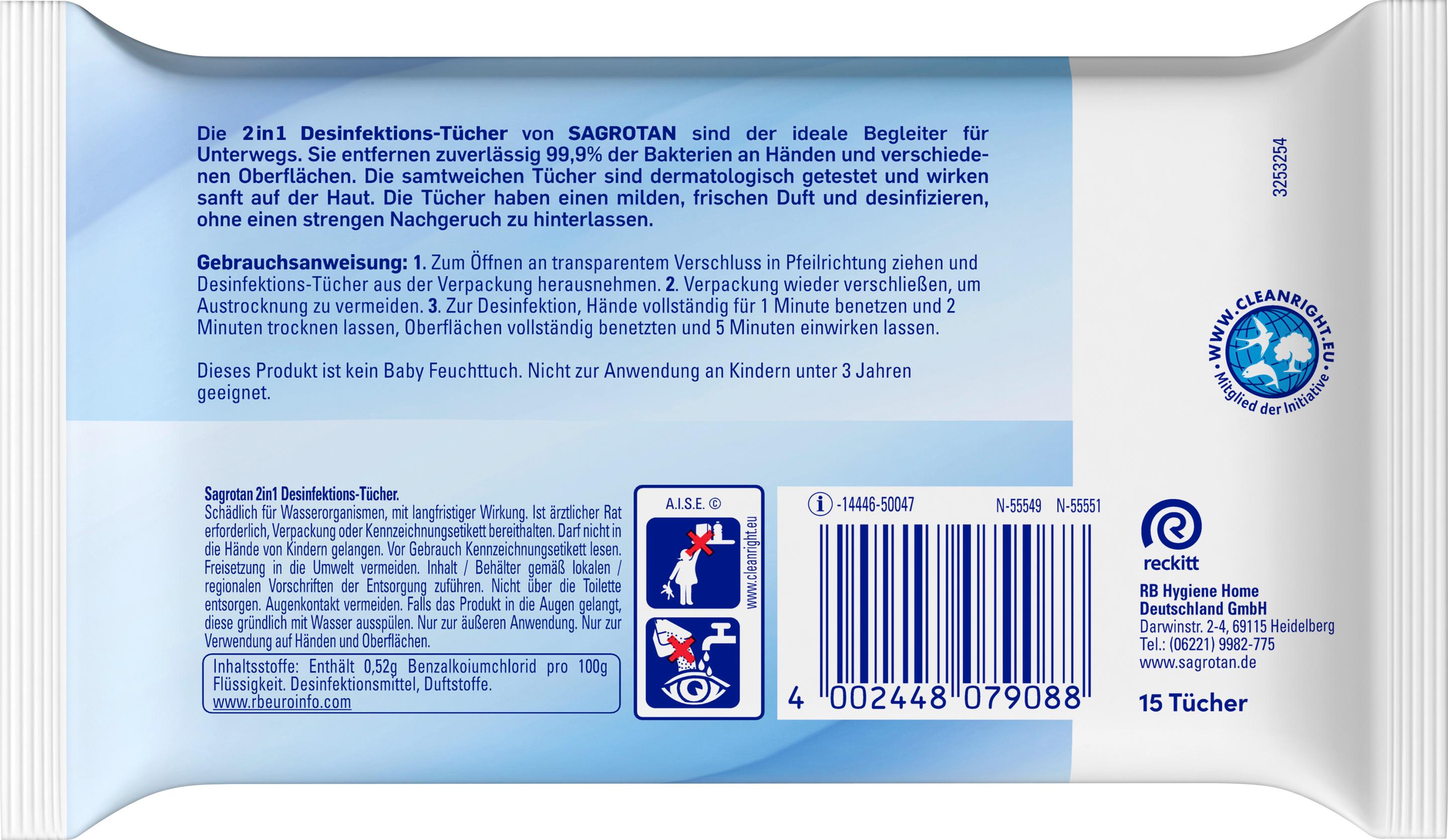 Produktbild Sagrotan 2in1 Desinfektions-Tücher für Hände und Oberflächen 2 von 9