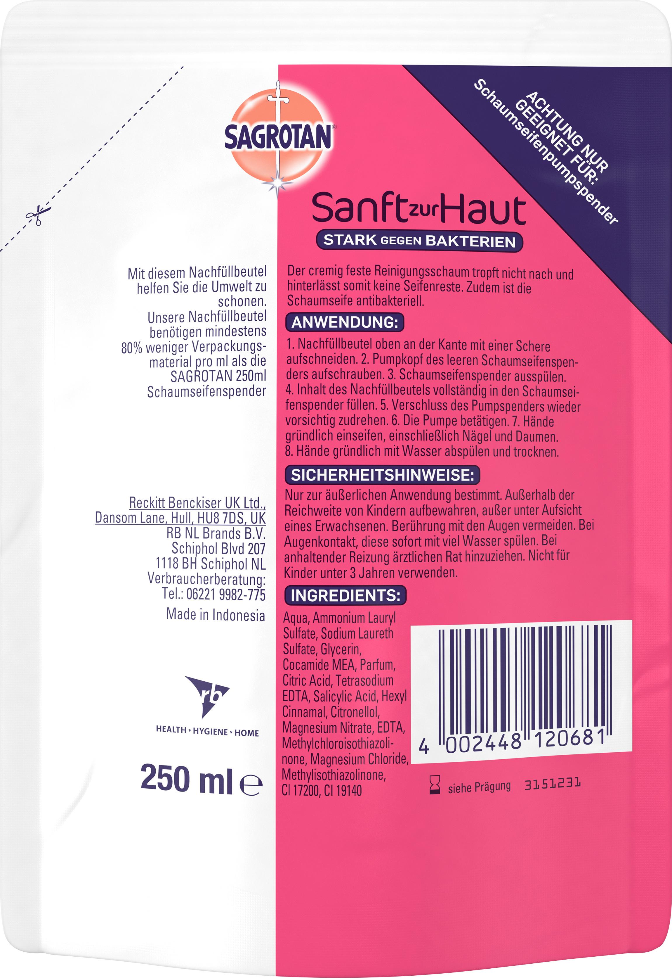 Produktbild Sagrotan Samtschaum Nachfüller Kirschblüte&Rose 2 von 6