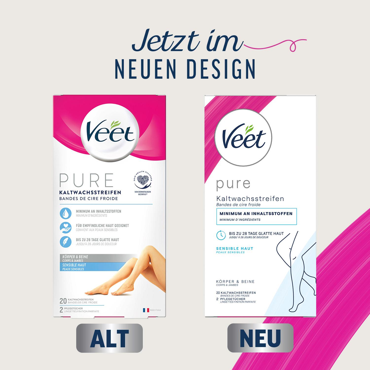 Produktbild Veet PURE Kaltwachsstreifen Sensible Haut Körper + Beine 6 von 6