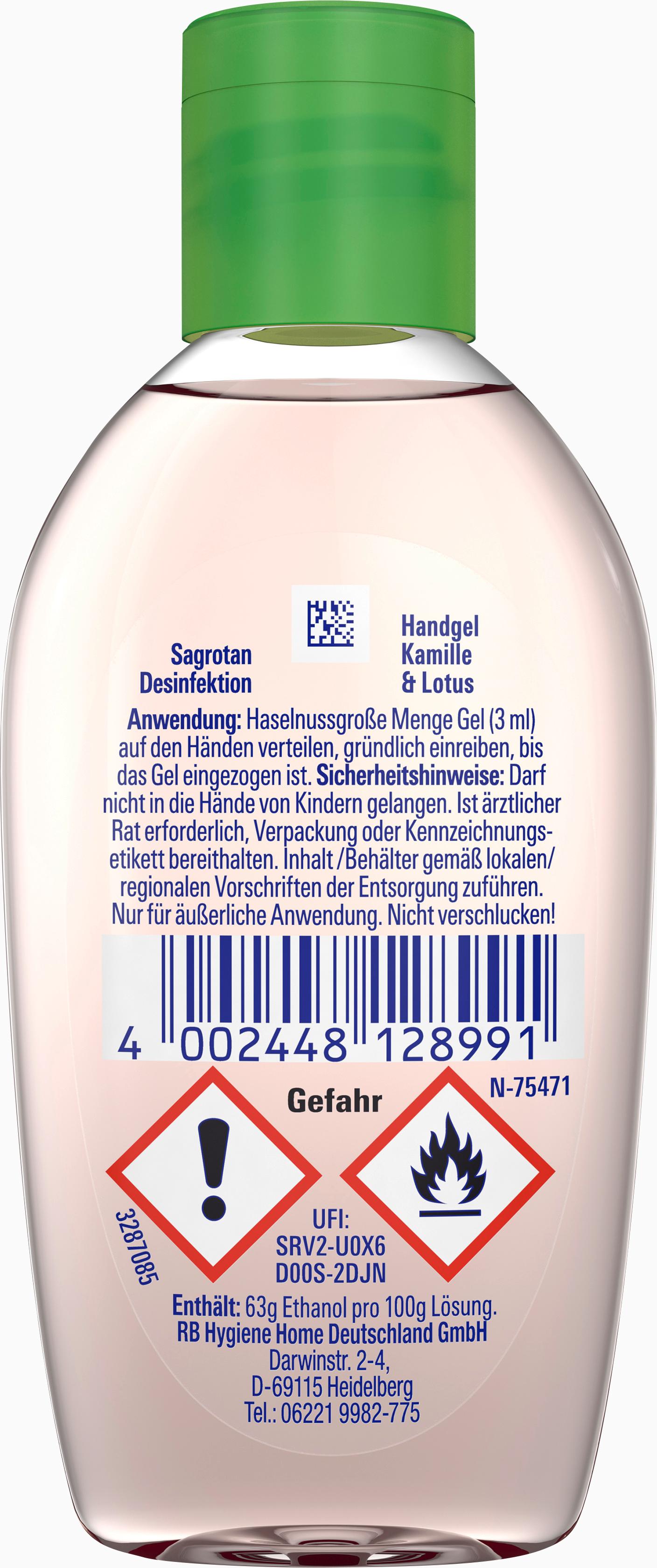 Produktbild Sagrotan Hand-Desinfektionsgel mit Kamille&Lotus 50ml 2 von 2