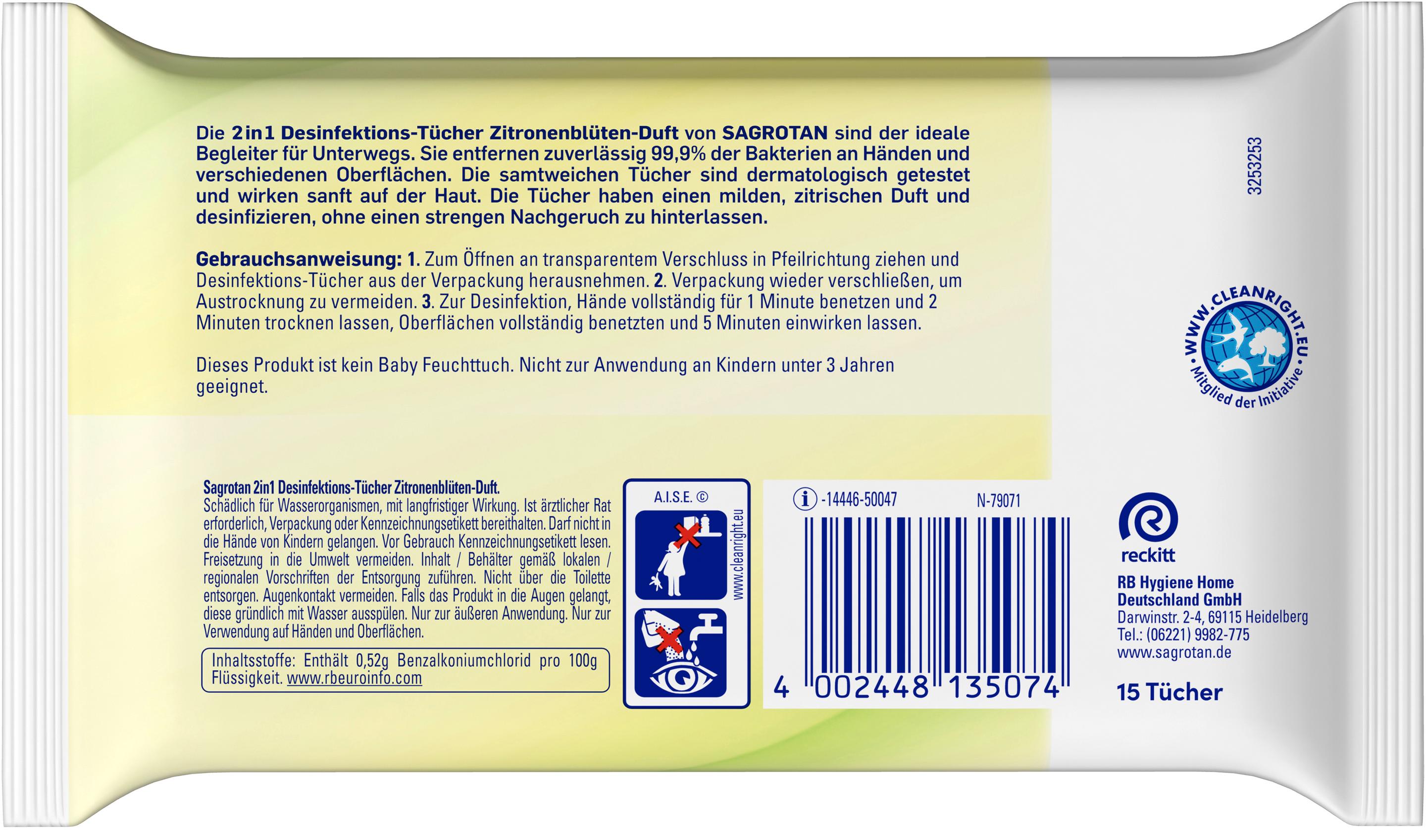 Produktbild Sagrotan 2in1 Desinfektions-Tücher für Hände und Oberflächen 2 von 7