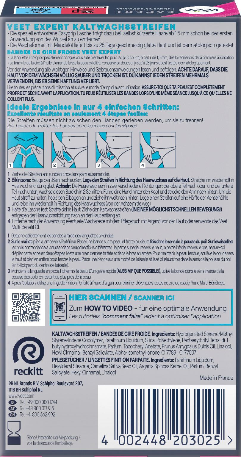 Produktbild Veet Expert Kaltwachssstreifen Bikini und Achseln 2 von 9
