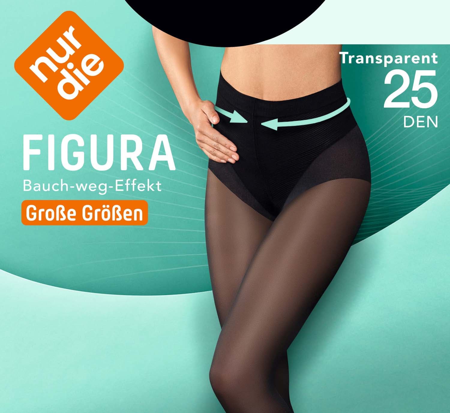 NUR DIE Damen figurformende Feinstrumpfhose Figura Komfortgröße 25 DEN