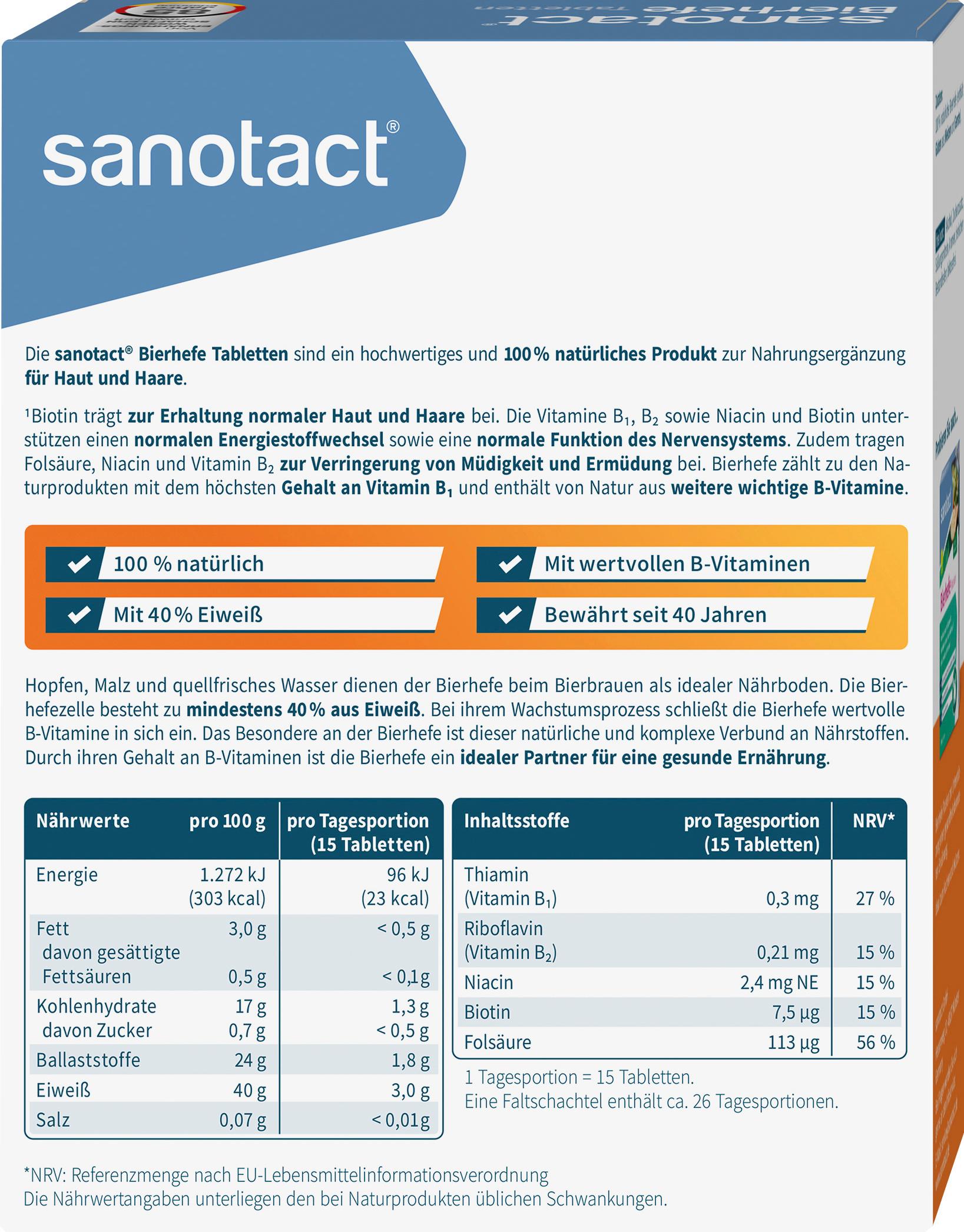 Produktbild sanotact Bierhefe Tabletten 2 von 8