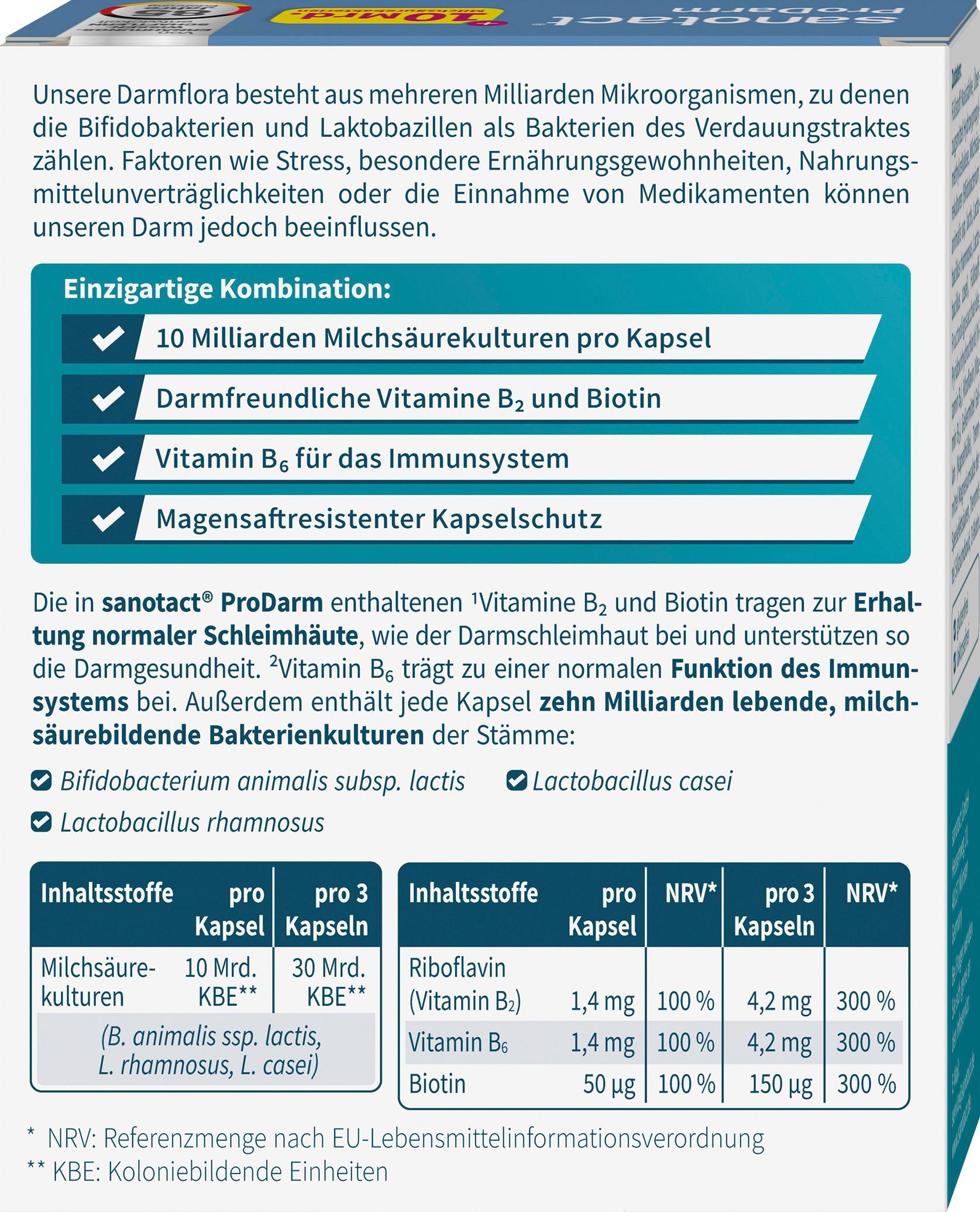 Produktbild sanotact ProDarm Kapseln 10 Milliarden Milchsäurekulturen 2 von 7
