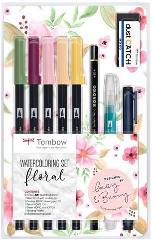 Tombow Watercoloring-Set Floral mit Wassertank-Pinsel