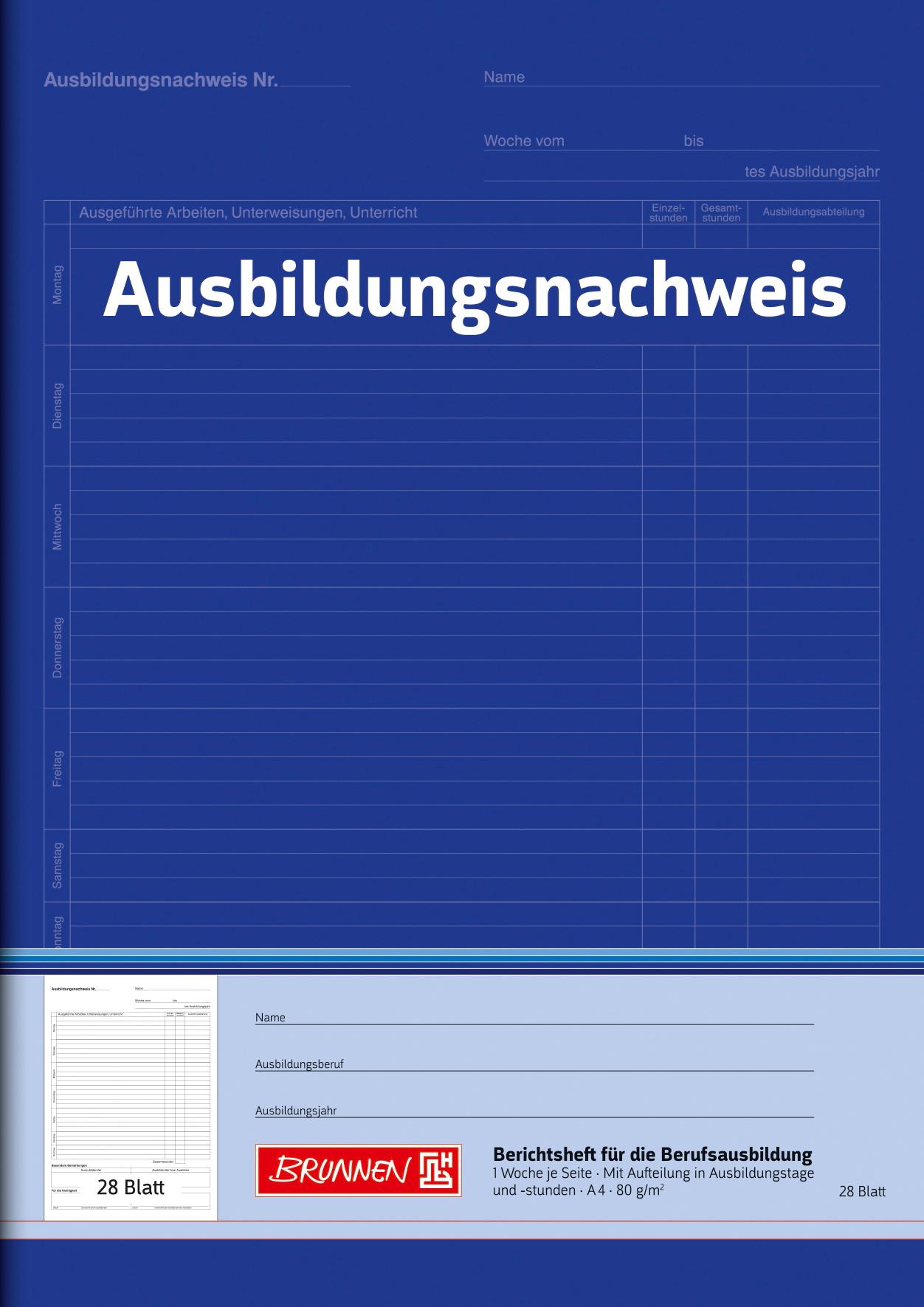 BRUNNEN Berichtsheft A4 für Tagesberichte