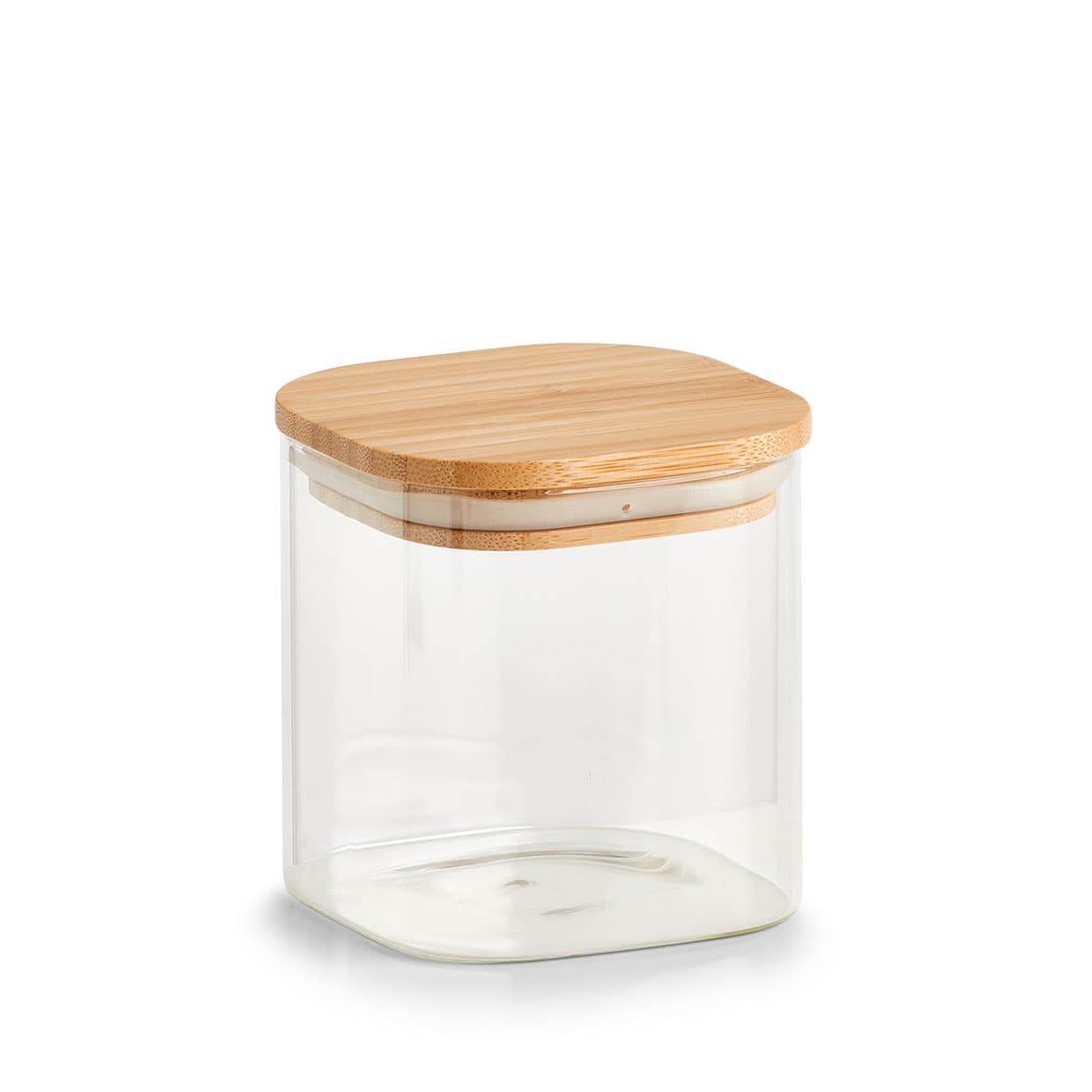 zeller Vorratsglas mit Bambusdeckel eckig 0,6l