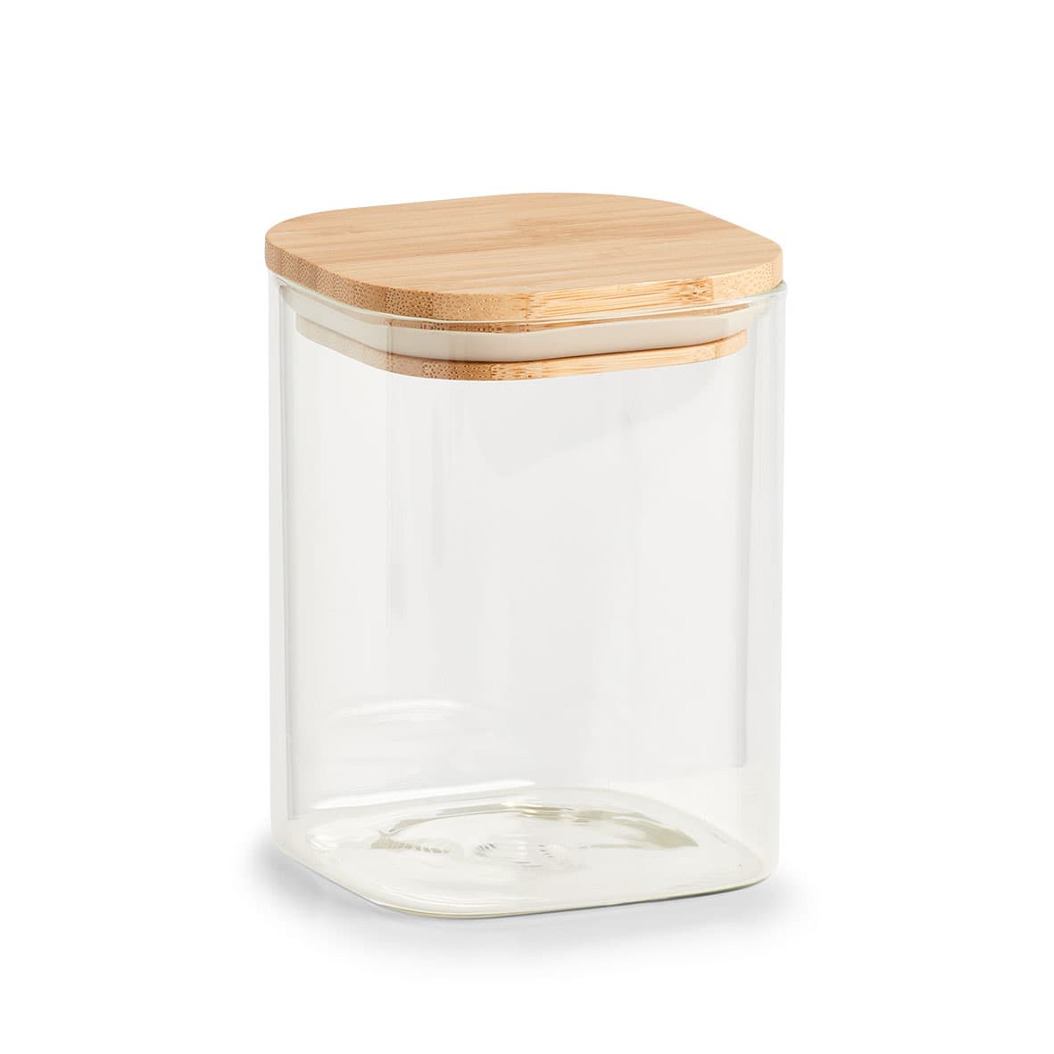 zeller Vorratsglas mit Bambusdeckel eckig 0,9l